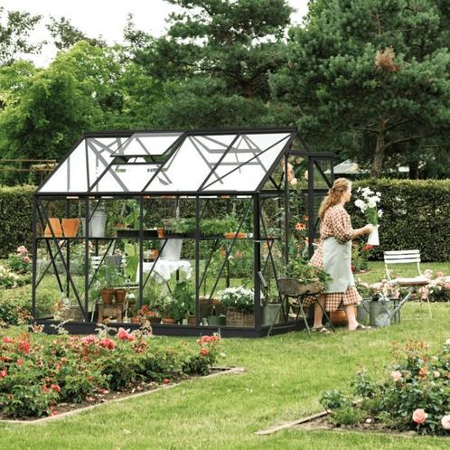 Tuinkas compleet met accessoires | Zwart, wit of groengrijs, Tuin en Terras, Kassen, Glas, Aluminium, Nieuw, Kweekkas, Verzenden
