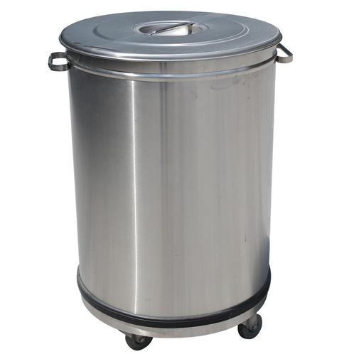 Afvalbak | RVS | 50L | Los Deksel | Wielen | Ø390x615mm, Witgoed en Apparatuur, Vaatwasmachines, Ophalen of Verzenden