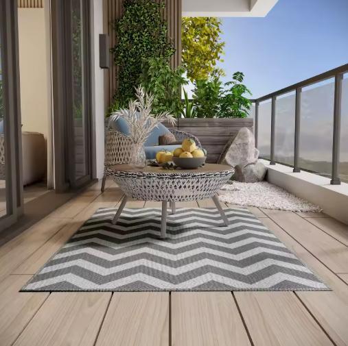 Waterdicht Kunststof Buitenkleed Grijs/Wit - Balkon/Camping, Huis en Inrichting, Stoffering | Tapijten en Kleden, Nieuw, Verzenden