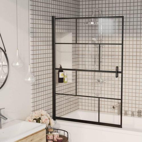 vidaXL Douchewand 100x140 cm ESG zwart, Doe-het-zelf en Verbouw, Sanitair, Nieuw, Verzenden