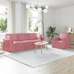 vidaXL Bank 2 pcs Roze 228 x 78 x 80 cm Fluweel, Verzenden, Nieuw, Stof, Minder dan 150 cm