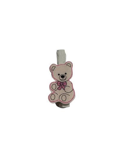 Knijper beer roze 3.2x2cm 8 stuks hout, Hobby en Vrije tijd, Feestartikelen, Ophalen of Verzenden