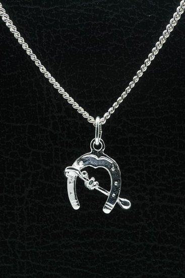 Zilveren Hoefijzer zweep ketting hanger, Sieraden, Tassen en Uiterlijk, Kettinghangers, Verzenden