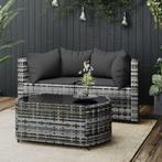 vidaXL 3-delige Loungeset met kussens poly rattan grijs, Tuin en Terras, Tuinsets en Loungesets, Verzenden, Nieuw, Rotan, Loungeset