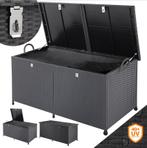 Tuinbox Polyrotan Kussenbox Zwart 150x77x73cm met Wielen, Verzenden, Nieuw