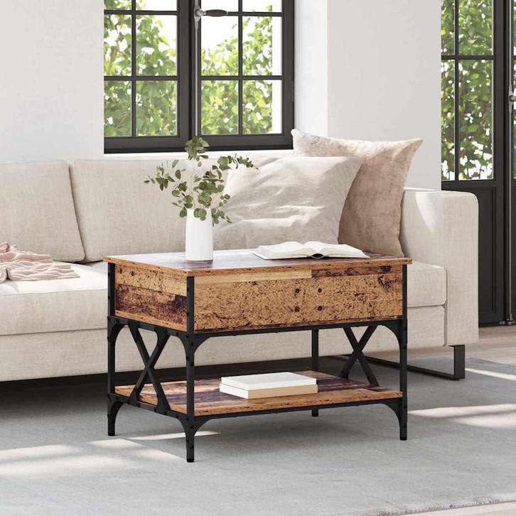 vidaXL Salontafel Oud Hout 70x50x50cm Bewerkt hout, Huis en Inrichting, Tafels | Salontafels, 50 tot 100 cm, Nieuw, Overige houtsoorten