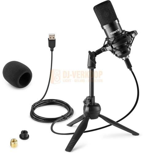 Vonyx CM300B - USB Studio microfoon zwart incl. kabel,, Muziek en Instrumenten, Dj-sets en Draaitafels, Nieuw, Ophalen of Verzenden