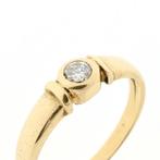 Gouden solitair ring met diamant; 0,14 ct., Sieraden, Tassen en Uiterlijk, Ringen, 18 tot 19, Gebruikt, Overige kleuren, Ophalen of Verzenden