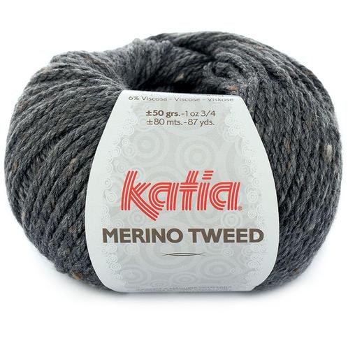 Katia Merino Tweed - 308 donkergrijs - Merinogaren, Hobby en Vrije tijd, Breien en Haken, Ophalen of Verzenden