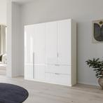 Quadra 4-deurs Kledingkast met Laden - Wit Hoogglans, Nieuw, 150 tot 200 cm, Met hangruimte, 50 tot 75 cm