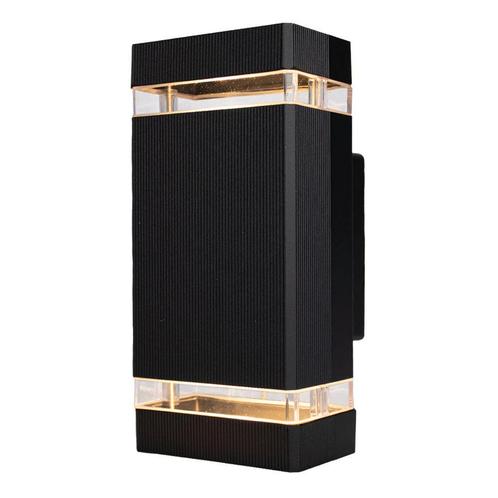 LED Buiten Wandlamp | 2x GU10 | Zwart | IP54 | Dimbaar, Huis en Inrichting, Lampen | Wandlampen, Nieuw, Glas, Metaal, Ophalen of Verzenden