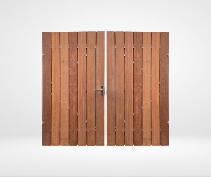 Dubbele Tuinpoort Hardhout / Keruing Verticaal, Tuin en Terras, Tuinpoorten, Ophalen of Verzenden
