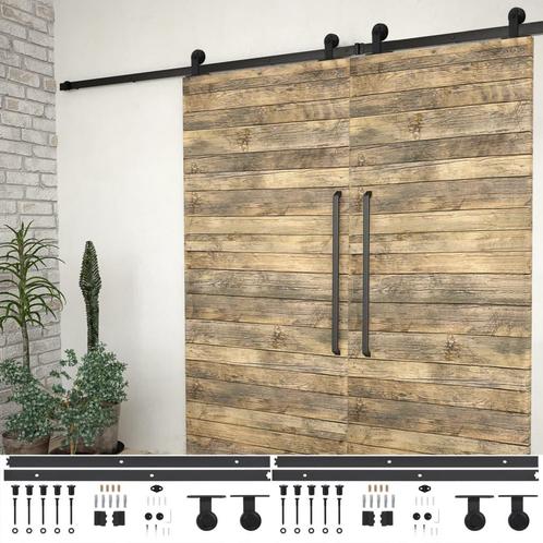 vidaXL Hardwaresets voor schuifdeuren 2 st 200 cm staal, Doe-het-zelf en Verbouw, IJzerwaren en Bevestigingsmiddelen, Nieuw, Verzenden