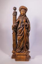 Eikenhouten beeld van de Heilige martelares Barbara - Eik -