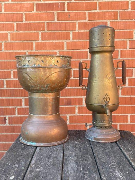 Samovar - Antiek Russisch messing samovar met originele, Antiek en Kunst, Antiek | Overige Antiek
