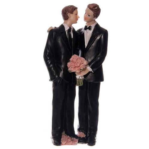 Taarttopper Bruidspaar Mannen Polystone 15cm, Hobby en Vrije tijd, Taarten en Cupcakes maken, Nieuw, Verzenden