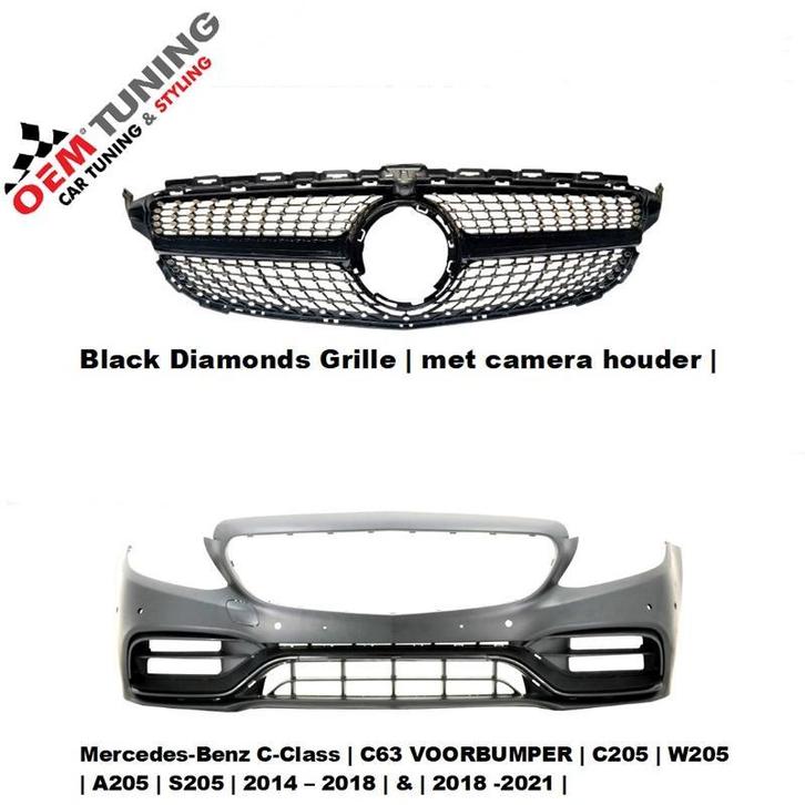 Mercedes C-Klasse W205 C63 AMG Voorbumper | 18-21 | black, Auto-onderdelen, Carrosserie en Plaatwerk, Voor, Bumper, Mercedes-Benz