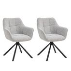 Set van 2 Eetkamerstoelen – Lichtgrijs – Met Armleuning –, Zakelijke goederen, Ophalen of Verzenden, Nieuw in verpakking