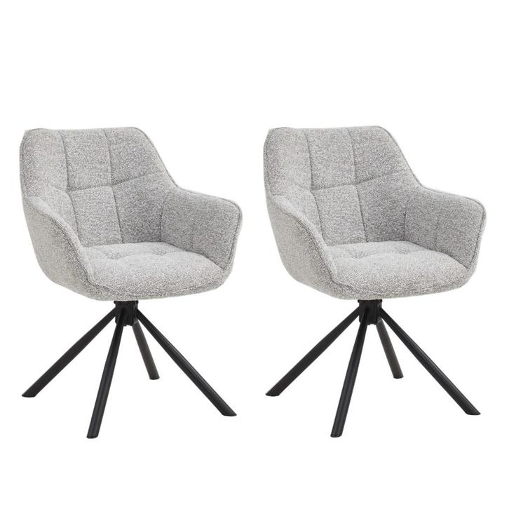 Set van 2 Eetkamerstoelen – Lichtgrijs – Met Armleuning –, Zakelijke goederen, Horeca | Meubilair en Inrichting, Ophalen of Verzenden