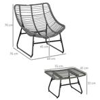 TRUUSK Rieten Relaxstoel Met Voetenbank Tuinstoel Outdoor Ri, Verzenden, Nieuw