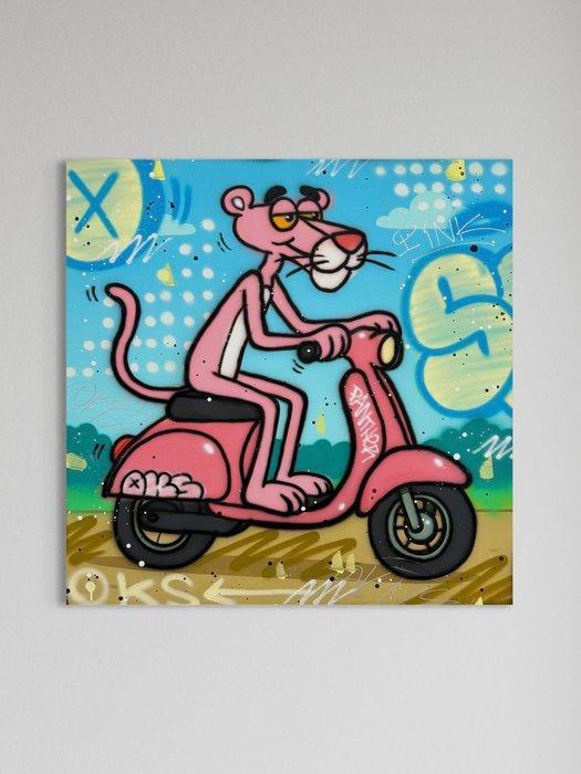 Okyes (1987) - The Pink Scooter, Antiek en Kunst, Kunst | Schilderijen | Modern