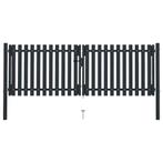 vidaXL Dubbele poort met deur staal 300x125 cm antraciet, Tuin en Terras, Tuinpoorten, Verzenden, Nieuw