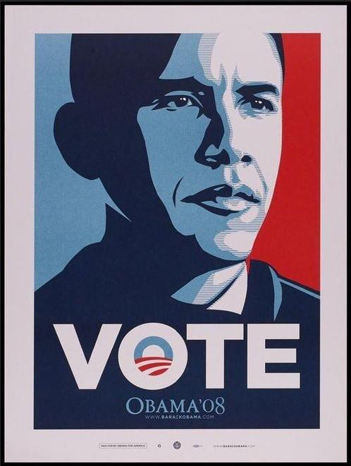 Shepard Fairey (OBEY) - Vote 2008 - Jaren 2000, Antiek en Kunst, Kunst | Tekeningen en Foto's