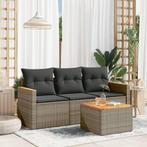 vidaXL 4-delige Loungeset met kussens poly rattan grijs, Tuin en Terras, Verzenden, Nieuw, Rotan, Loungeset