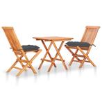 vidaXL 3-delige Bistroset met antracietkleurige kussens, Tuin en Terras, Verzenden, Nieuw, Teakhout, 3 zitplaatsen