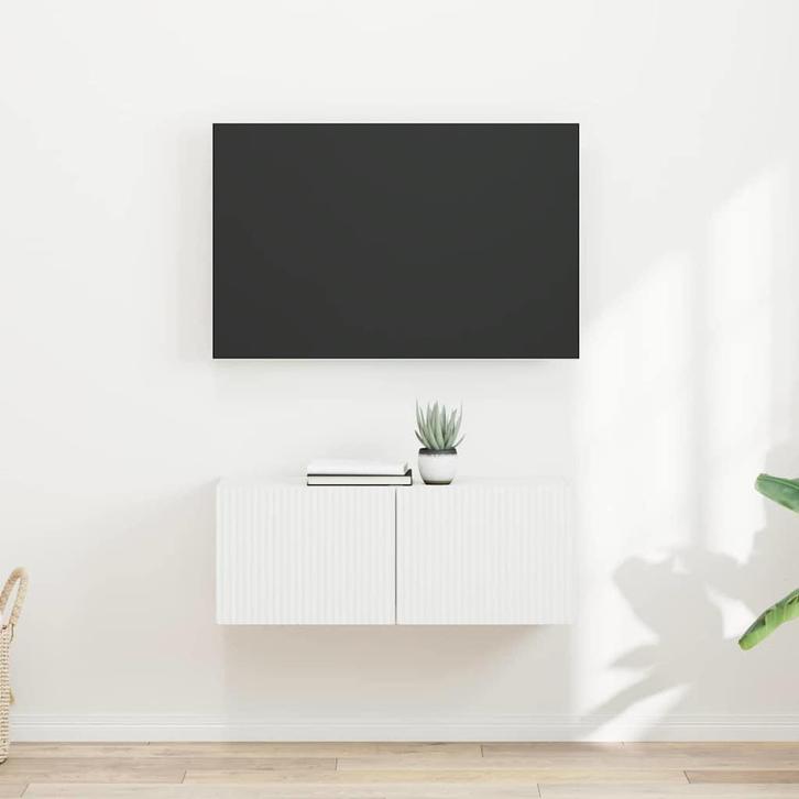 vidaXL TV Wandkast 2 pcs Wit 60 x 31 x 29.5 cm Bewerkt hout, Huis en Inrichting, Kasten | Televisiemeubels, Nieuw, Minder dan 50 cm