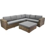 Serva hoek loungeset 5-delig naturel rotan, Tuin en Terras, Ophalen of Verzenden, Nieuw