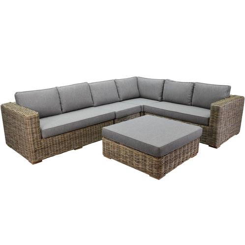 Serva hoek loungeset 5-delig naturel rotan, Tuin en Terras, Tuinsets en Loungesets, Nieuw, Ophalen of Verzenden