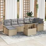 vidaXL 8-delige tuinbankset met kussens in beige poly rattan, Verzenden, Nieuw, Rotan
