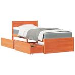 vidaXL Bed met lades en matras massief grenenhout wasbruin, 90 cm, Eenpersoons, Bruin, Verzenden