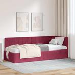 vidaXL Hoekbedframe met hoofdeinde Wijnrood 80 cm x 200 cm, Huis en Inrichting, Verzenden, Nieuw, Rood, Stof