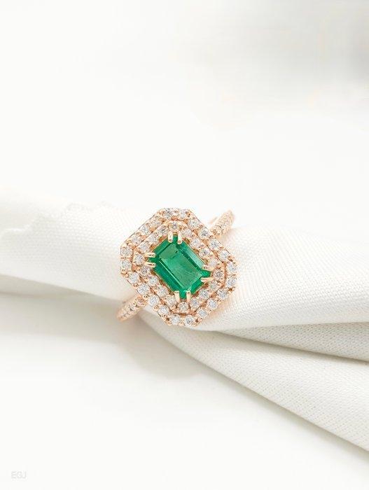 Zonder Minimumprijs - Ring - 14 karaat Roségoud Smaragd -, Sieraden, Tassen en Uiterlijk, Ringen