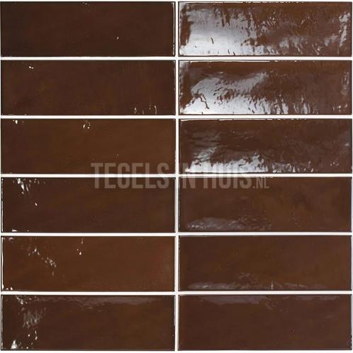 Handvorm wandtegel 6,5x20 bruin soft glans wandtegel, Doe-het-zelf en Verbouw, Tegels, Wandtegels, Nieuw, 10 m² of meer, Keramiek