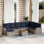 vidaXL 9-delige Loungeset met kussens poly rattan grijs, Tuin en Terras, Tuinsets en Loungesets, Verzenden, Nieuw, Rotan, Loungeset