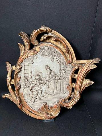 Reliëf, Présentation de Jésus au temple - 45 cm - Hout beschikbaar voor biedingen