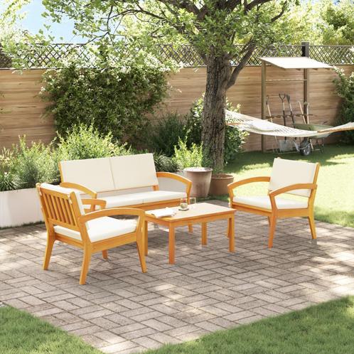 vidaXL 4-delige Bistroset met kussens massief acaciahout, Tuin en Terras, Tuinsets en Loungesets, Nieuw, Verzenden