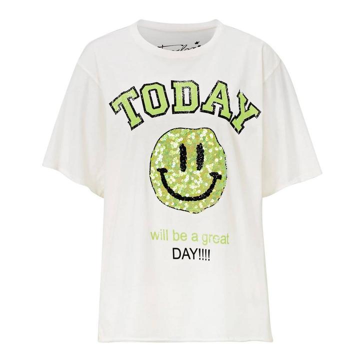 Frogbox • t-shirt met groene smiley • S, Kleding | Dames, Tops, Wit, Nieuw, Maat 36 (S), Verzenden