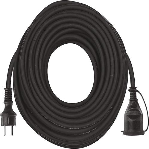 Verlengsnoer neopreen 3 x 1.5mm met deksel zwart - 10 meter, Doe-het-zelf en Verbouw, Elektra en Kabels, Ophalen of Verzenden
