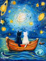 Michele Luna (1980) - Una Notte Stellata in Compagnia, Antiek en Kunst, Kunst | Schilderijen | Klassiek