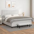vidaXL Boxspring met matras kunstleer wit 160x200 cm, Overige materialen, Verzenden, Wit, 200 cm