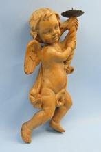 sculptuur, Antieke houten putto - Handgesneden - 20 cm -, Antiek en Kunst