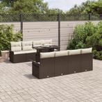 vidaXL 9-delige Tuinbankenset met kussens poly rattan bruin, Verzenden, Nieuw, Rotan