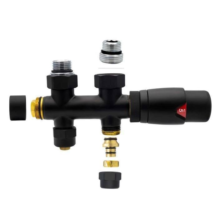 Zwarte radiator aansluitset Recht voor radiatoren met onder, Doe-het-zelf en Verbouw, Verwarming en Radiatoren, Radiator, Nieuw