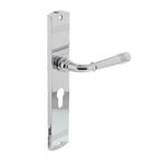 Deurklink Emily op schild profielcilindergat 55mm chroom, Ophalen of Verzenden, Nieuw, Chroom, Klink of Kruk