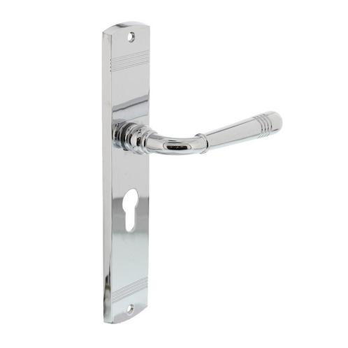 Deurklink Emily op schild profielcilindergat 55mm chroom, Doe-het-zelf en Verbouw, Hang- en Sluitwerk, Klink of Kruk, Nieuw, Chroom