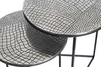 Ronde set van 2 salontafels ELEMENTS 60cm zilver antiek, Huis en Inrichting, Tafels | Salontafels, Ophalen of Verzenden, Nieuw